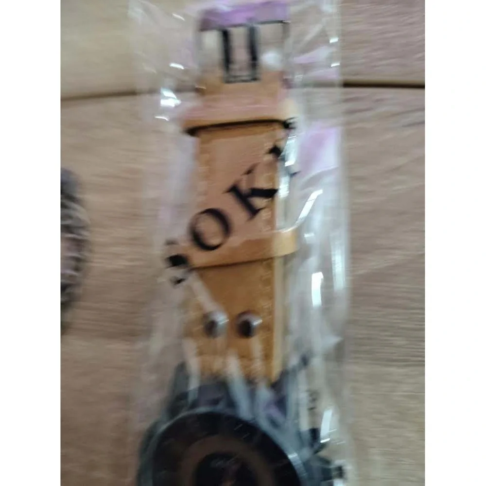 Soki Mens Analog Watch Black Face‎ Tan Leather Strap New In Packaging